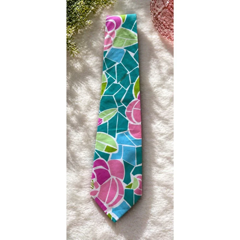 Lilly Pulitzer Necktie Mens Colorful Print Mosaic Pastel Colors